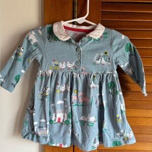 Mini Boden Blue Dress with Farm Animals